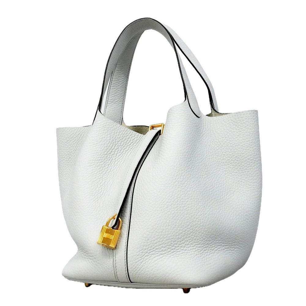 Hermes Picotin Lock MM handbag, Taurillon Clemence leather, pale blue, B stam...